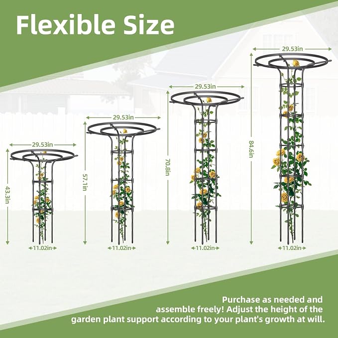 Garden Trellis for Climbing Plants Outdoor,84.6" Tall Umbrella Trellis,Height Adjustable Mushroom Top with Heavy Duty Twisted PE-Coated Metal Pipe for Potted Plants Vines Rose Clematis Vegetables