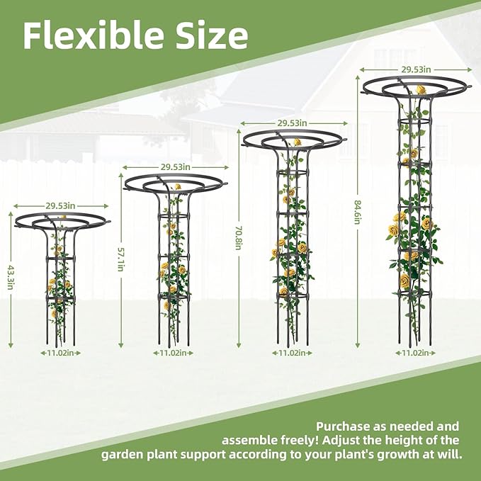 Garden Trellis for Climbing Plants Outdoor,70.9 Inch Mushroom Top Trellis, Height Adjustable Thick Twisted PE-Coated Metal Pipe,Plant Support for Potted Plants Vine Rose Clematis Vegetables