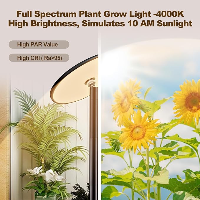 40W Full Spectrum Tall Grow Light, 85'' Adjustable Standing Plant Light for Indoor Plants, 10-Level Dimmable with 4/8/12H Timer, Sunlike for Large Plants & Indoor Trees
