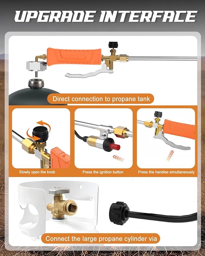 Propane Torch Weed Burner Kit, High Output with Long/Short Mode, 11.5FT Hose Heavy Duty Blow Torch Flamethrower with Self Igniter and Turbo Trigger for Weeding, Roofing, Melting Ice, BBQ