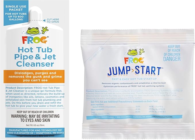 FROG Jump Start and Pipe & Jet Cleanser for Hot Tubs - Start-Up Chlorine Shock and Single Dose Deep Clean Purge Cleaner - Hot Tub Set Up & Treatment - 1 Pack