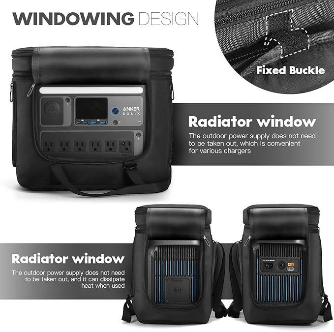 Carrying Case Compatible with Anker SOLIX C1000/Gen 2/C800 Portable Power Station, Protective Storage Bag with Pockets for Outdoor Travel Camping Charging Accessories