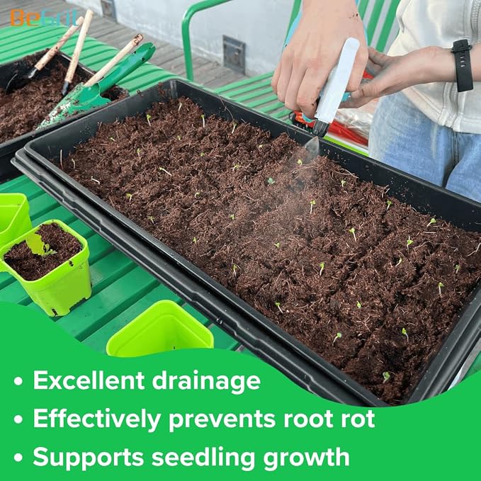 BeGrit 1020 Mesh Bottom Trays Soil Blocking Trays Seedling Starter 1020 Mesh Trays for Microgreen Plant Seed Tray 10'' x 20'' 12-Pack