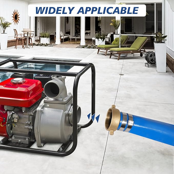 3" x 50 ft Backwash Hose for Swimming Pools, Heavy Duty PVC Lay Flat Water Discharge Hose,Durable Pool Drain Hose with Aluminum Pin Lug Fittings for Pump And Filters