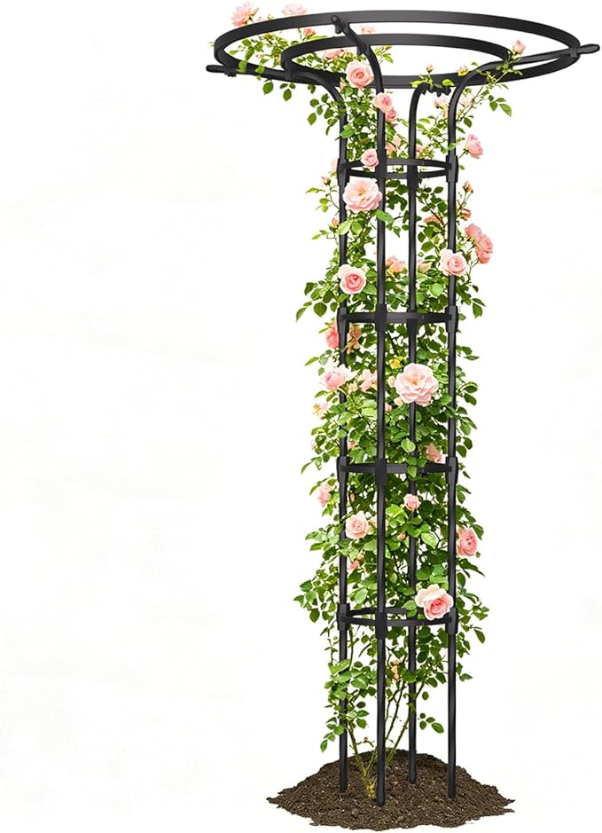 Garden Trellis for Climbing Plants Outdoor,70.9 Inch Mushroom Top Trellis, Height Adjustable Thick Twisted PE-Coated Metal Pipe,Plant Support for Potted Plants Vine Rose Clematis Vegetables