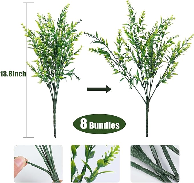 RECUTMS Fake Plants Artificial Spring Plants Outdoor Fake Flowers for Outdoor Artificial Flowers UV Resistant Artificial Plants Outside Front Porch Spring Decorations for Home(Green)