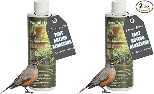 Fountain Algaecide and Clarifier - 8oz - Kills and Inhibits All Types of Algae Growth, Formulated for Small Ponds and Water Features, Treats up to 8,000 Gallons (Pack of 2)