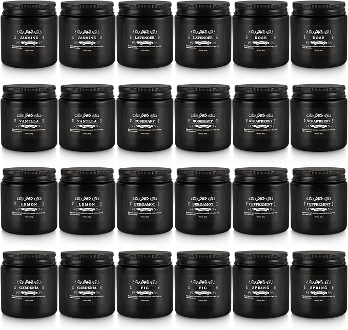 24PCs Black Scented Candles - Men Candle Gift Set, Soy Wax Candle for Parties, Yoga,and Home Decor, Indoor Outdoor 3.05Oz