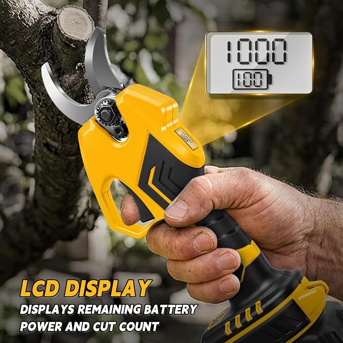 Cordless Pruning Shears for Dewalt 20V Battery, Brushless Pruner with 0.6" / 1.2" Cutting Diameter, LCD Display, SK5 Blades, Electric Pruning Shears for Gardening Tree Pruning (NO Battery)