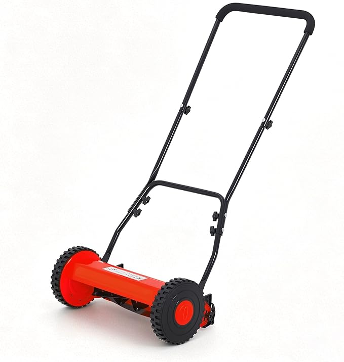 16" Push Lawn Mower, Manual Hand Push Lawn Mower Without Grass Catcher, Lightweight & Portable Walk-Behind Mower for Small Yards, Garden & Patio