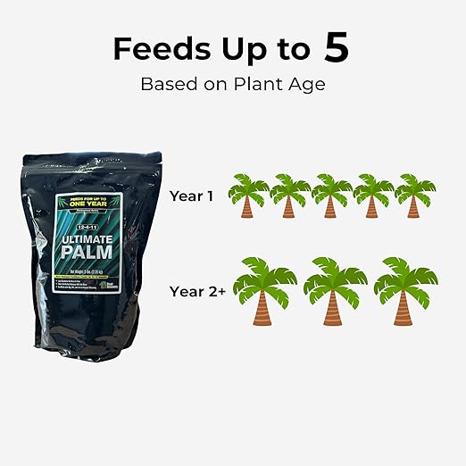 Real Growers Palm Tree Fertilizer 12-4-11 | 12-Month Slow Release Granular Plant Food for Queen Palm, Sago Palm, Date Palm, Cycad | 5 lb
