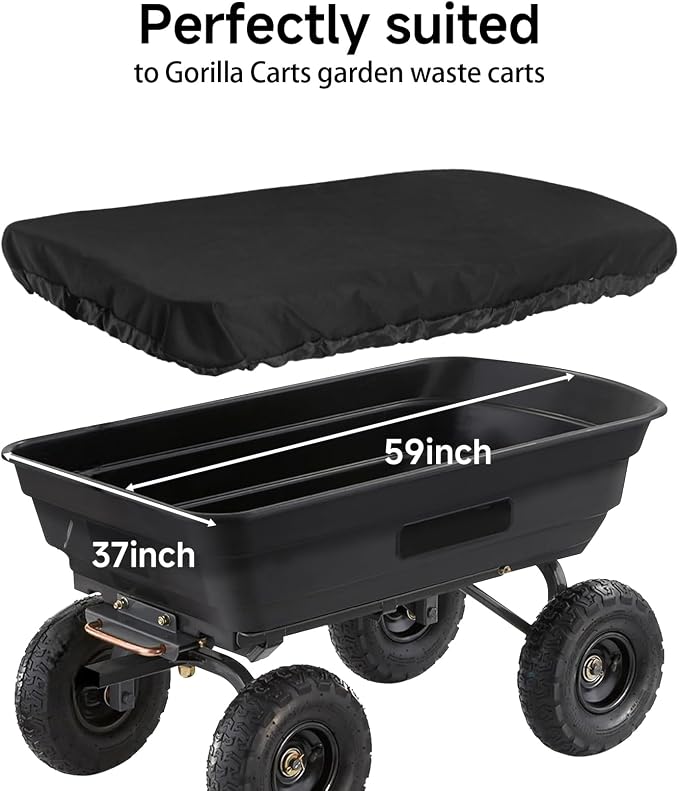 Collapsible Wagon Cover for Gorilla Carts Poly Garden Dump Cart, Outdoor Garden Wagon Cart Cover, Waterproof Dustproof UV Resistant Wagon Rain Covers Perfect for Lawn, Barn and Farm