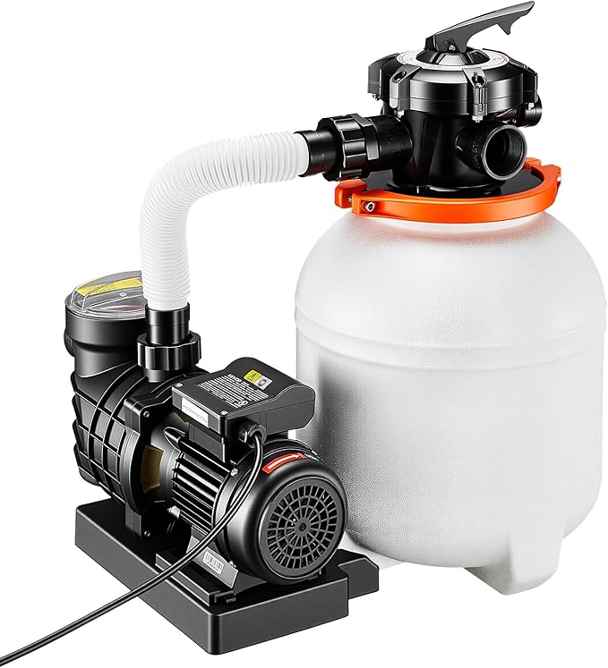 VEVOR 13 in Sand Filter Pump for Above Ground Pool, 0.75 HP 3500 GPH, Swimming Pool Sand Filter Pump with Pre-Assembled Core & Leak-Resistant Design, 6-Way Valve, High-Efficiency Filtration for Pools
