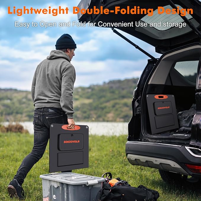SOKIOVOLA N-Type 16BB 100W Portable Solar Panel 18V Mono ETFE Foldable Solar Panel,25% High Efficiency IP68 Waterproof for Camping Outdoor RV Blackout