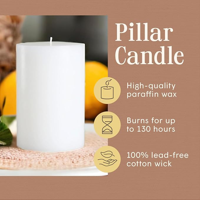 Mister Candle Citronella Candle, Ideal for Indoor & Outdoor Use, 4” x 6” Tall Pillar Candle, Hand Poured, Premium Wax & Dripless, 130 Hour Burn Time