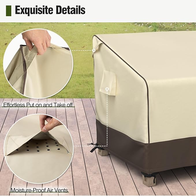 MR. COVER Outdoor Couch Cover Waterproof, Patio Furniture Covers for 2-Seater Couch, Fits up to 60" W x 35" D x 35" H, Moisture-Proof & UV-Protection, Brown & Khak