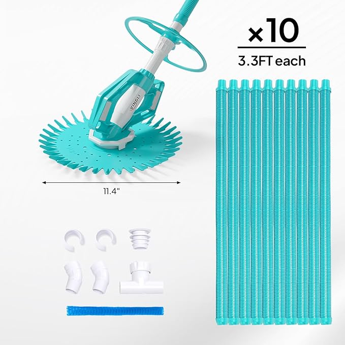 VINGLI Pool Vacuum Cleaner Automatic Sweeper Swimming Pool Creepy Crawler Vacuum with 33FT Hoses (Shining Blue)