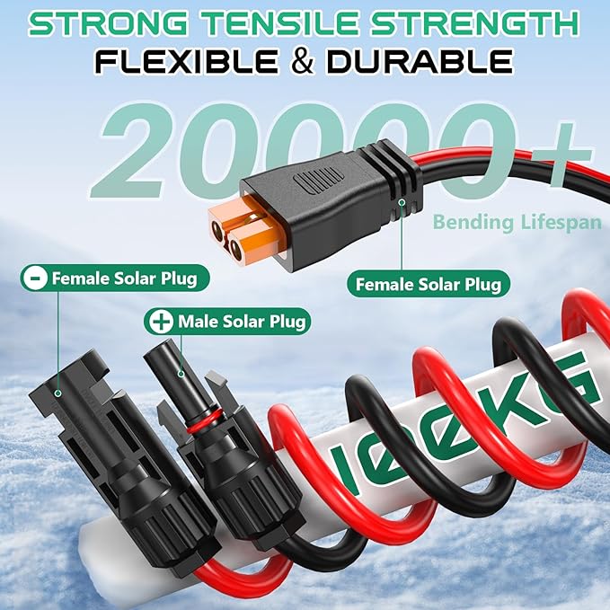 10AWG XT60i Solar Cable 30FT, Solar to XT60i Cable 3 10 15 20 25 40 50FT, Solar Panel Connector to XT60i Adapter Cable, XT60i Solar Charging Cable for Portable Power Station
