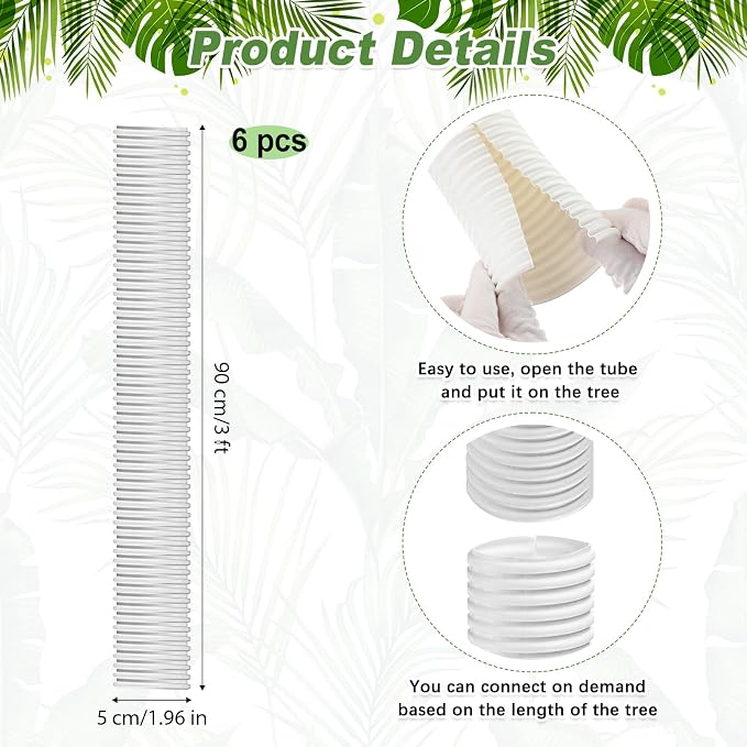 Kigley 6 Pcs Corrugated Tree Trunk Protectors Diameter 1.96 Inch PP Tree Guards Tree Bark Protector Tube Wraps to Protect Sapling Plant Seedling Deer Rabbit Cat Rodent Rabbit Mower (3 Feet in Length)