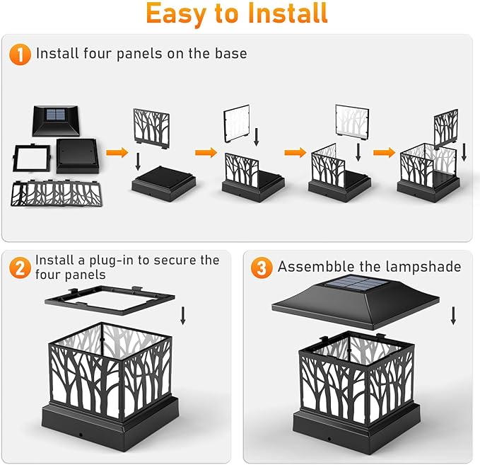 16 Pack Solar Post Cap Lights, Outdoor Fence Solar Powered Cap with 4 Lighting Modes Waterproof Light Decorative for Deck Patio or Garden Decor, Fits 4x4 Wood Vinyl Posts (Tree-Pattern Design)