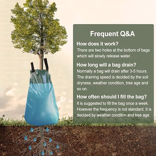REMIAWY Tree Watering Bag, 20 Gallon Slow Release Irrigation Watering Bag for Trees, Made of Durable PVC Material with Zipper (6 Pack 5-8 Hours Releasing Time)