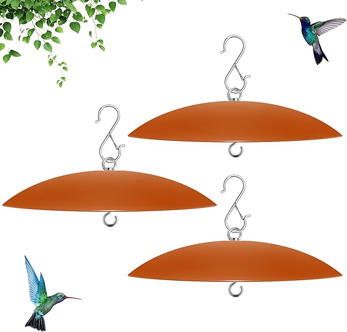 13" Hummingbird Feeder Shade Cover,Bird Feeder Dome Rain Cover,Smart Bird Feeders Umbrella,Squirrel Proof for Shepherd's Hook Outdoors(Terracotta), 3 Pack