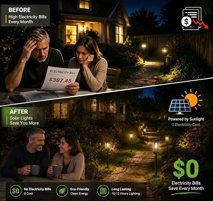 Solar Lights Outdoor Waterproof – 8 Pack Solar Powered Garden Pathway Lights - IP65 LED Landscape Lighting for Walkway Patio Lawn Yard Porch Decor