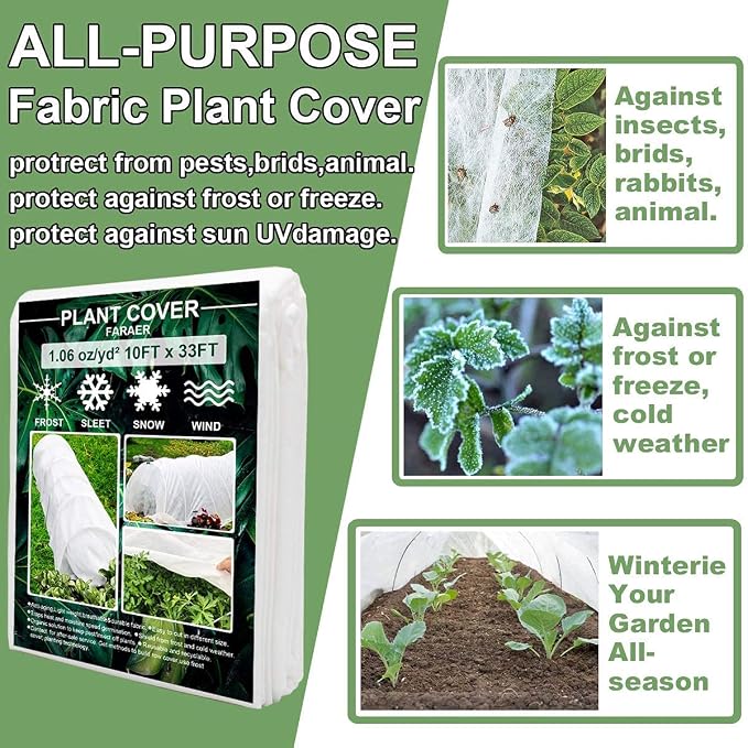 10ftx33ft Garden Netting with Plant Covers Frost Protections Row Floating Covers for Veggie Garden