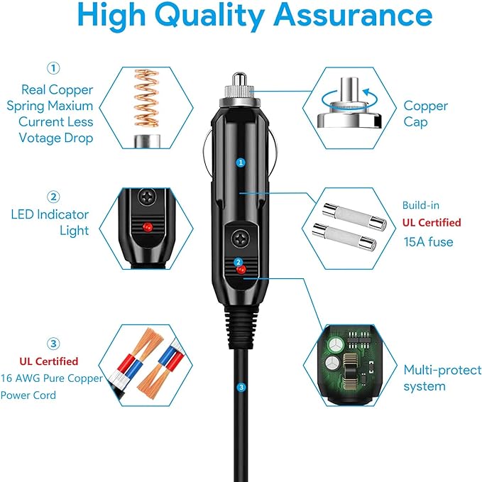 10Ft XT60i Car Charging Cable for EF ECOFLOW River Delta 3 2 Pro Max Plus Anker SOLIX Series DJI Power 1000 500 BLUETTI AC70 AC50B EB55 Allpowers & Many Portable Power Station with XT60/XT60i Plug