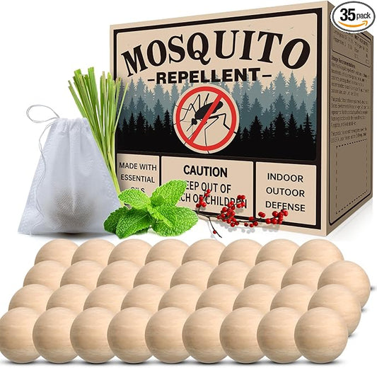 Mosquito Repellent 35 Balls – Mosquito Repellent Outdoor Patio & Indoor, Natural Mosquito Deterrent for Yard, Patio, Camping & Travel