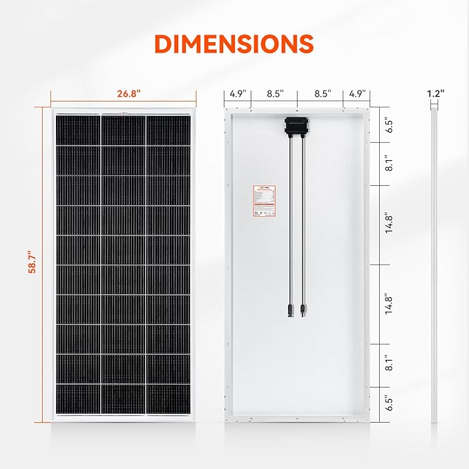 RICH SOLAR 200 Watt 12 Volt 18BB Cell Monocrystalline Solar Panel N-Type Cells High Efficiency Solar Module for RV Trailer Camper Marine Off Grid