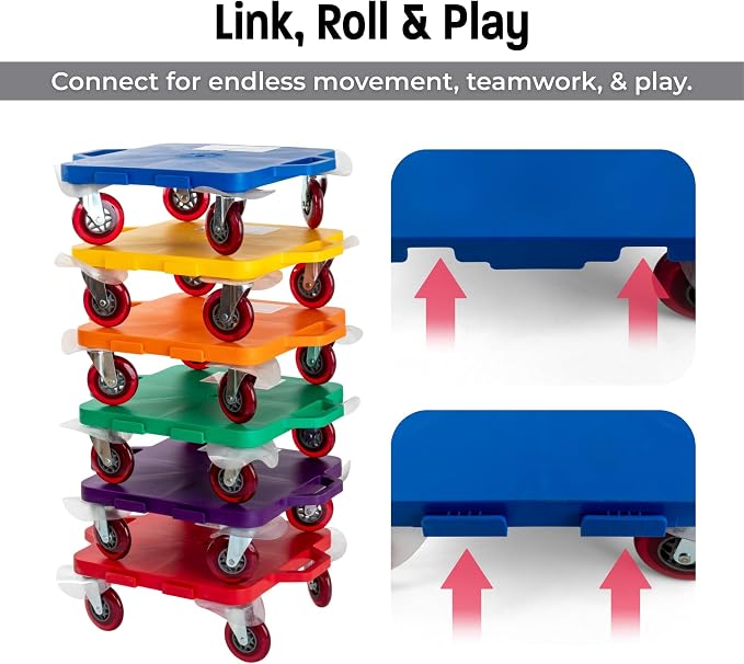 Cosom Scooter Board, 16 Inch Premium Sit & Scoot Board with 4 Inch Non-Marring Performance Wheels, Double Race Bearings, & Safety Handles, Physical Education Class Equipment