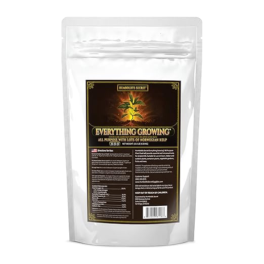 Humboldts Secret Everything Growing 20-20-20 Fertilizer | All Purpose Water Soluble Plant Food | Balanced NPK with Norwegian Kelp | for Lawns Gardens, Vegetables, Flowers & Indoor Plants | 10 lb