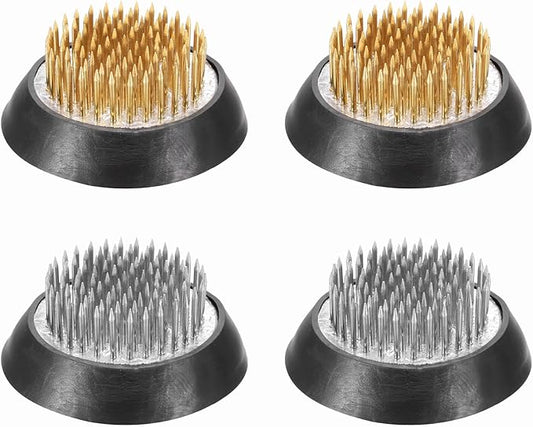 PATIKIL 4 Pcs Floral Frogs Kenzan, 2 Inch Round Brass Steel Flower Arrangement Holder, Arranger Pin Fixed Tool for Vase Centerpiece, Wedding, Home Decoration, Brass/Silver/Black