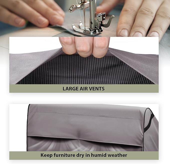 KylinLucky Waterproof Patio Loveseat Covers 80W x 38D x 35H inches,3-Seater Heavy Duty Outdoor Furniture Sofa Cover Cloudy Grey
