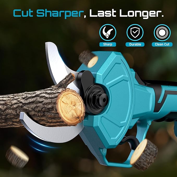 SEESII Electric Pruning Shears for Gardening: 1.8” Cutting Cordless Power Pruner - Brushless Motor, Dual 4.0Ah Battery, 4 Levels Adjustable Extra SK5 Blade Branches Cutter For Tree & Flower Trimming