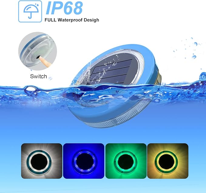 Floating Pool Lights Solar Swimming Pool Light with Steady Color Outdoor Decorations Light Waterproof LED Lights for Patio,Garden and Pool (Warm White, 4-Pack)