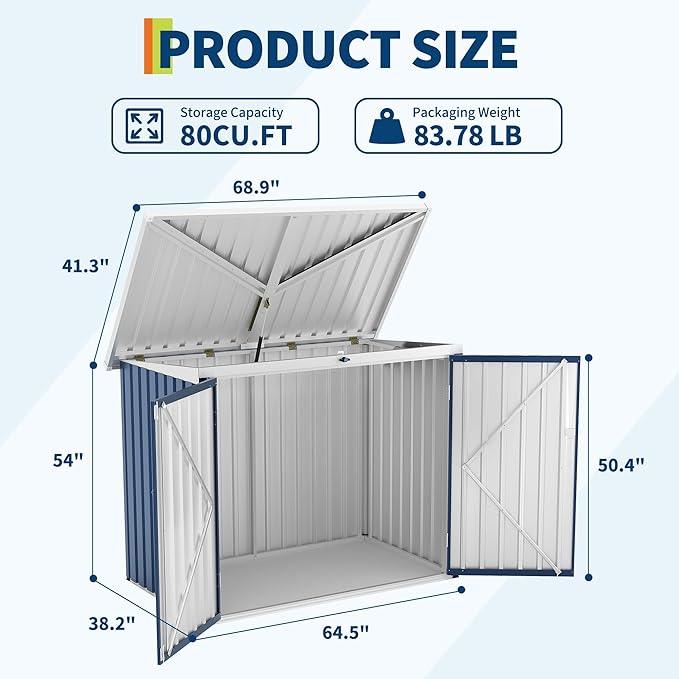 GarveeLife Outdoor Storage Shed,80 Cu.Ft Outdoor Trash Storage Box 5.8x3.3 FT with Lockable Door&Sloped Roof,Cabinet With Multi-Use Rust Prevention Galvanized Steel Enclosure for Yard, Garden, Patio