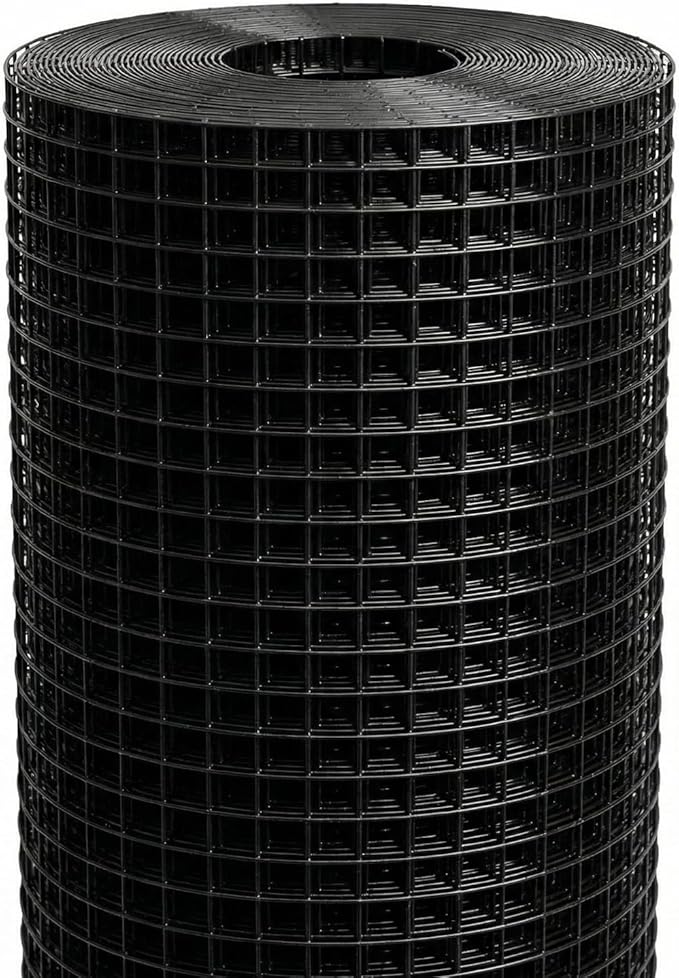Black Hardware Cloth 1/2 Inch Mesh 72 Inch x 100 Foot 19-Gauge, Vinyl Coated (Inside Galvanized) – Chicken Wire Fencing, Wire Mesh Roll, Chicken Wire Mesh for Chicken Coop/Run, Garden Fence