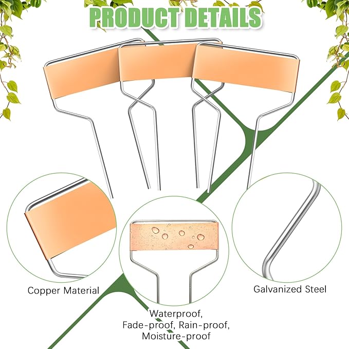 Moxweyeni 100 Pcs Metal Garden Tags Plant Labels for Garden Waterproof Plant Markers with 2 Permanent Pen Planting Nursery Tags Reusable Labels Stake for Plants (Copper,6 Inch)