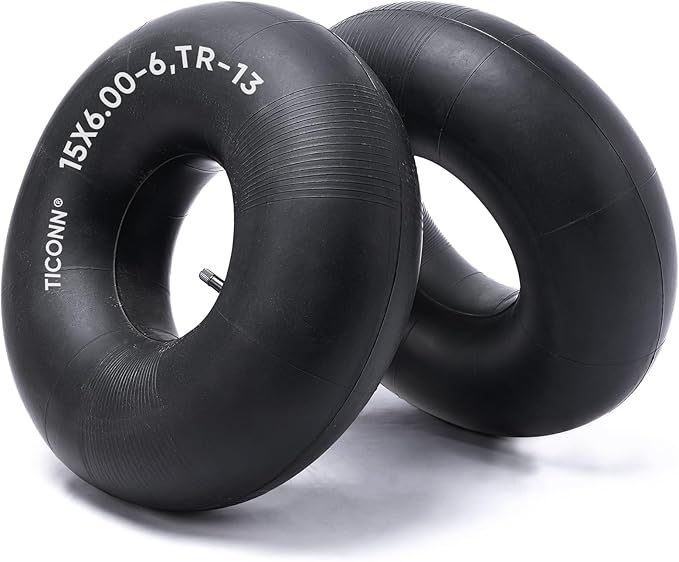 TICONN 15x6.00-6nhs Lawn Mower Tires Inner Tube, 2 Pack Inner Tire Tube for Wheelbarrow Tires, Replacement Tube with TR-13 Straight Valve Stem for Lawn Mower Tires 15x6.00-6, Wheelbarrows, Wagons