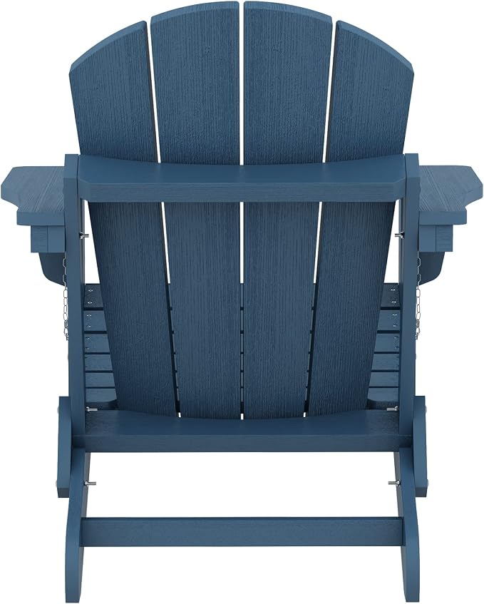 SERWALL Folding Adirondack Chairs with Cup Holder, Weather Resistant Adirondack Chairs for Outdoor, Patio, Lawn, Garden, Backyard Deck, Fire Pit - Blue