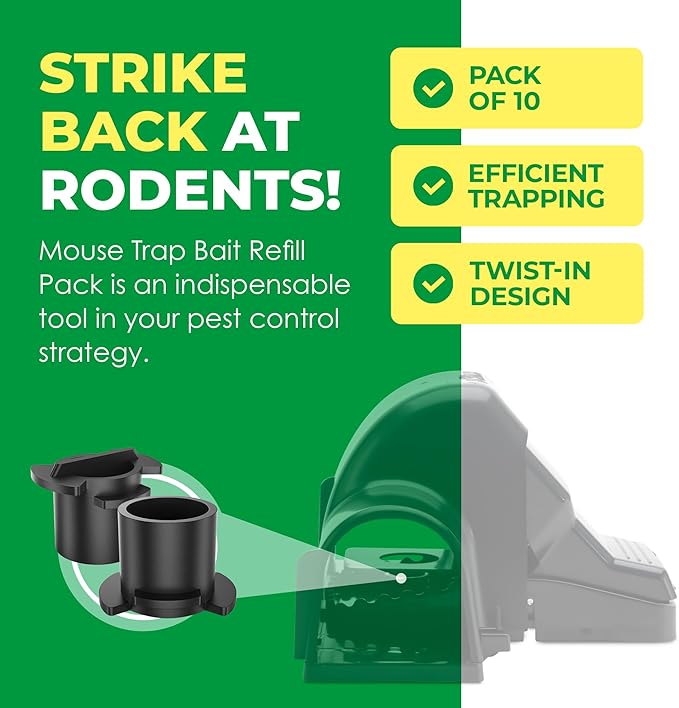 Mouse Trap Bait Refill Pack - 10-Pack Peanut Butter Scented Bait Enhancer for Rodent Traps | Universal Twist-in Design for Easy Setup | Increase Trap Efficiency | UCatch