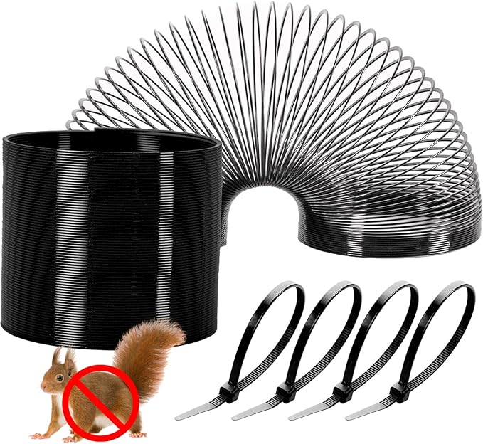 Foneso 2.3in Squirrel Proof Spring Device 2 Pack, Metal Squirrel Baffle Barrier Spring Guard, Hanging Coil Garden Accessories for Outdoor Bird Feeder Poles
