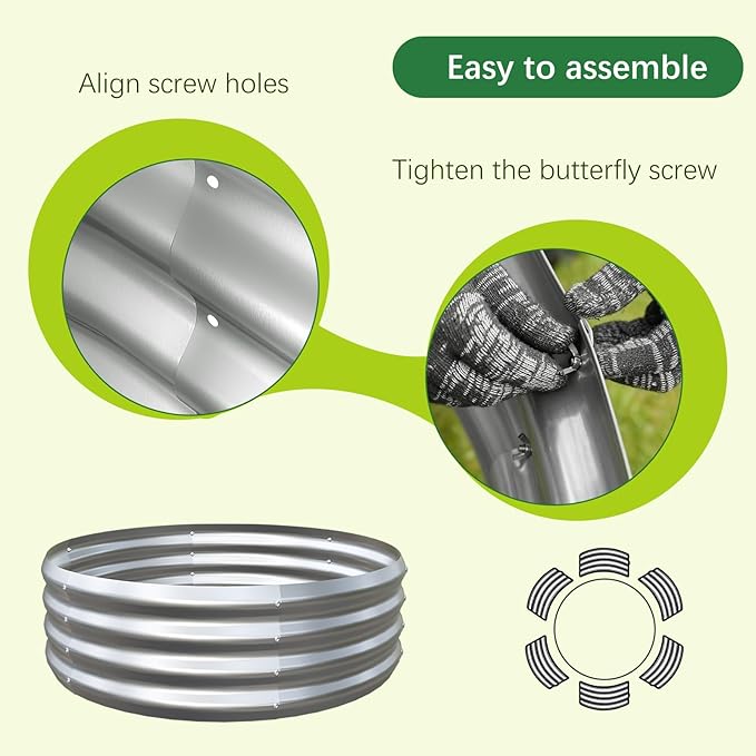 Galvanized Garden Bed Kit for Vegetables/Herbs/Flowers 4x4x1 Outdoor Raised Planter Box