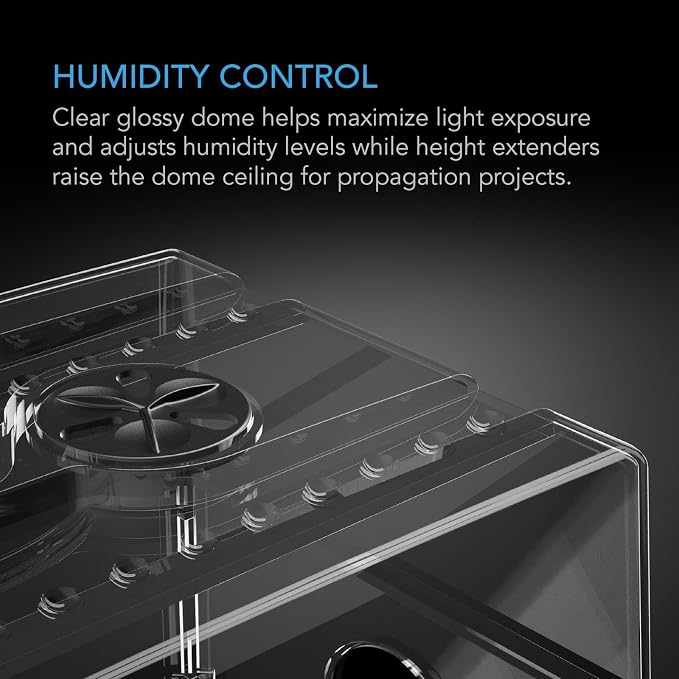 AC Infinity Humidity Dome, Heavy-Duty Germination Kit with 3 mm Thickest Dome, Sturdy Drip Tray, 5x8 Cell Seedling Tray, Vented Height Extension Panels, for Seed Starting, Propagation, Cloning Plants
