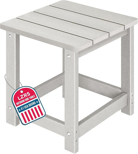 LZRS Patio End Table, Heavy Duty HDPE Outdoor Coffee Table with Wood Texture, Weatherproof Composite Table for Adirondack Chairs, Deck, Pool, Indoor/Outdoor, No Peeling or Cracking(Sand)