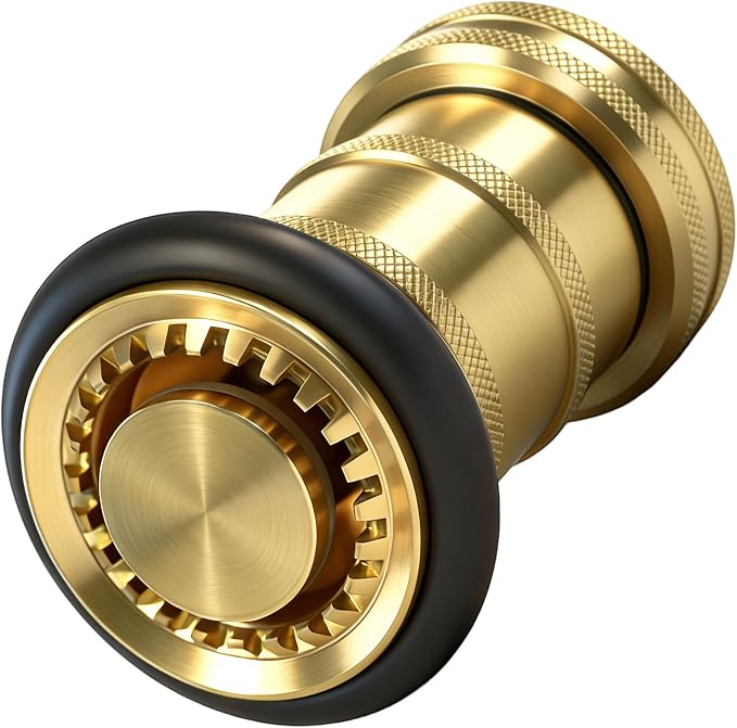 1" NPSH/NPT Brass Fire Hose Nozzle, Heavy Duty Adjustable Spray Jet Fog Nozzle, Constant Flow Industrial Firefighter Nozzle, 36 GPM, 100 PSI