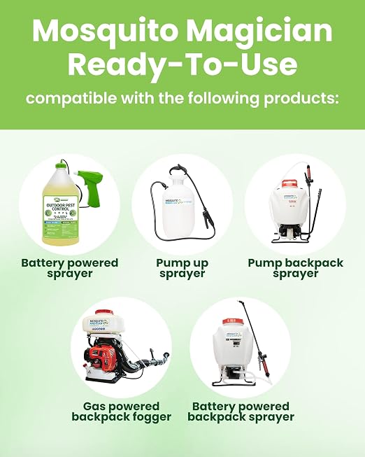 Mosquito Magician Ready-to-Use Mosquito Yard Spray 1 Gal (original scent) – Kills Mosquitoes, Fleas & Fire Ants, Repels & Prevents Ticks – Essential Oil Formula for Sprayers, Foggers & Misting Systems