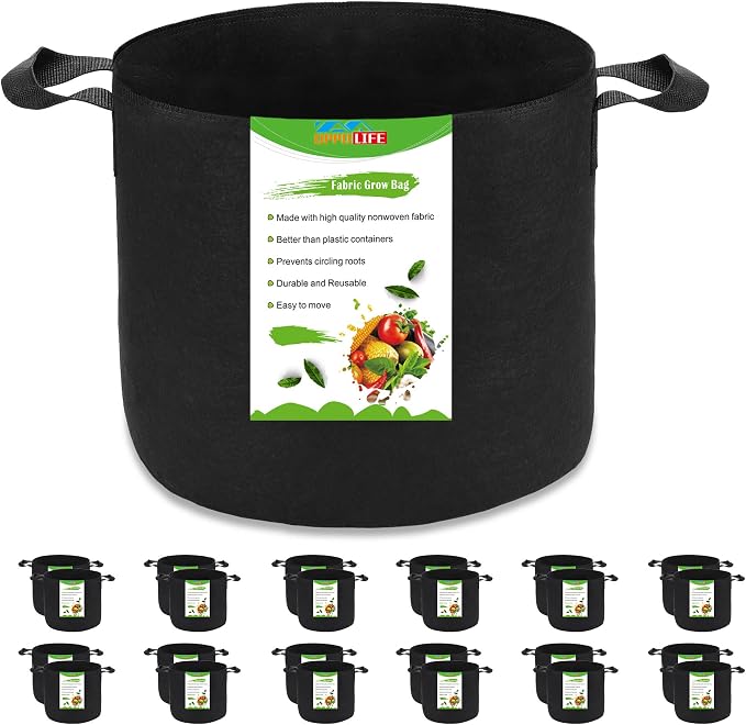24-Pack 7 Gallon Grow Bags, Heavy Duty Aeration Fabric Pots with Handles for Garden and Planting, Pots for Plant